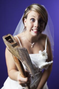 young bride with an axe