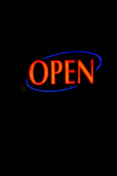 A brightly lt open neon signage