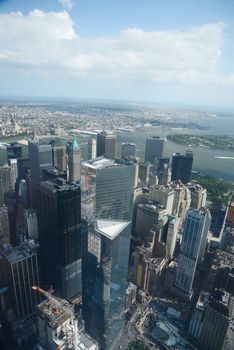 a view of new york downtown as seen from one world trade center observatory deck