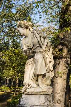 Young Woman Statue in Villa Giulia, Palermo, Italy