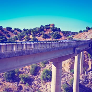 Road Bridge across the Gorge in Spain, Instagram Effect