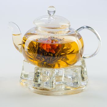 Isolated Tea Pot from glass on the table