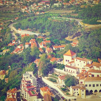 View to Historic Center City of Sintra in Portugal, Instagram Effect