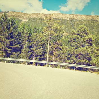 Winding Paved Road in the French Alps, Instagram Effect