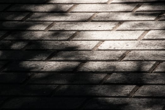 Brick sidewalk pattern in the Park on a Sunny day