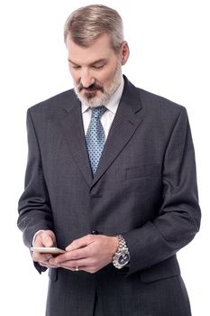 Business man using his android device