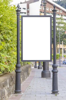 Empty billboard at city bus station