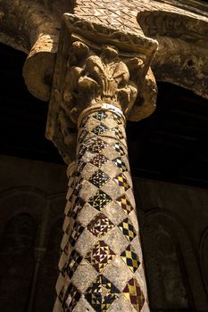 The cloister of the abbey of Monreale at Palermo, Sicily, Italy