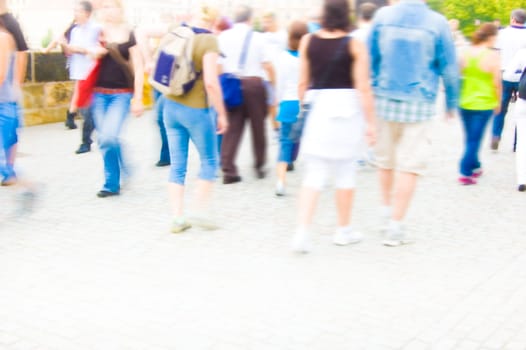 Hurrying crowd of people. Abstract picture.