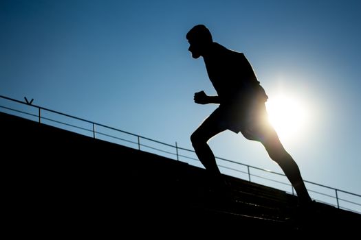 Runner training on stairs