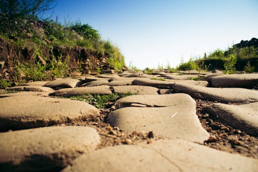 Old country paved road.