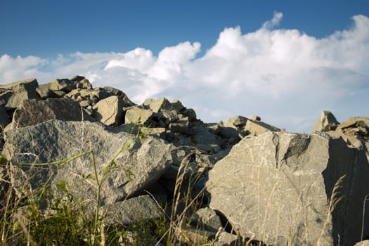 View behind from a rocky peak