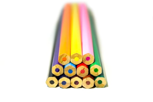 Multicolor semi pyramid made from pencils