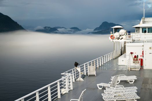 The fog rolls in and out along the inside passage of North America