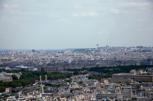 Panorama of Paris view of the Seine, Pont Alexandre 3