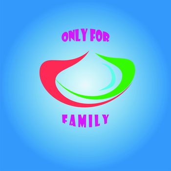 Vector of Only for Family symbol logo with three hearts on the blue background