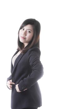 Asian woman in business office concept on white background