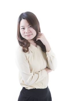 Asian woman in business office concept on white background