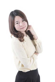 Asian woman in business office concept on white background