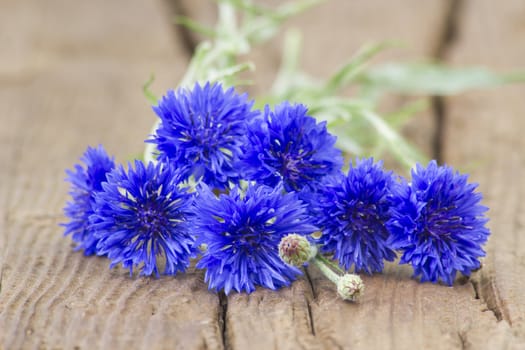 cornflowers on wooden background