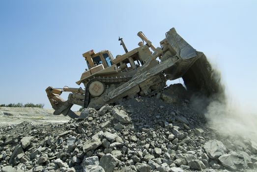 Bulldozer Dozer Machine Earthmoving Vehicle in Dynamic Action