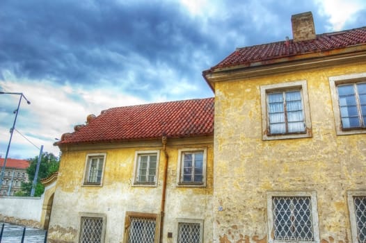 Architecture conceptual image. Old building of Prague in Czech.