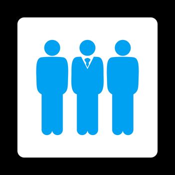 Management icon. This flat rounded square button uses blue and white colors and isolated on a black background.