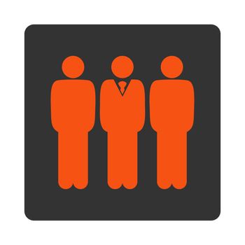 Management icon. This flat rounded square button uses orange and gray colors and isolated on a white background.