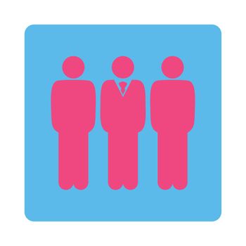 Management icon. This flat rounded square button uses pink and blue colors and isolated on a white background.