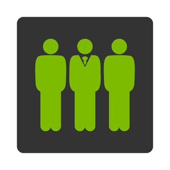 Management icon. This flat rounded square button uses eco green and gray colors and isolated on a white background.