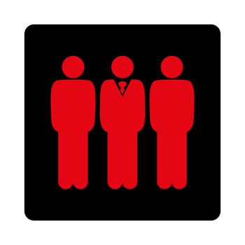 Management icon. This flat rounded square button uses intensive red and black colors and isolated on a white background.