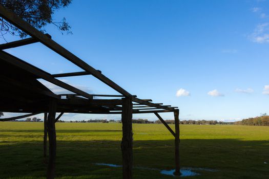 An old ruin on a farmhouse in a field in Southern Australia.