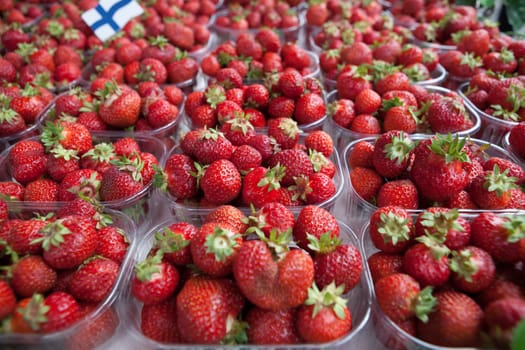 Fresh juicy strawberry on the market.