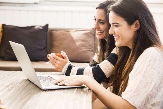 Female friends studying at the local coffee shop