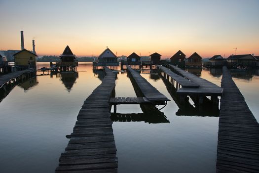 Floating village in Bokod, Hungary