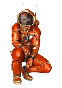 3D digital render of an astronaut isolated on white background