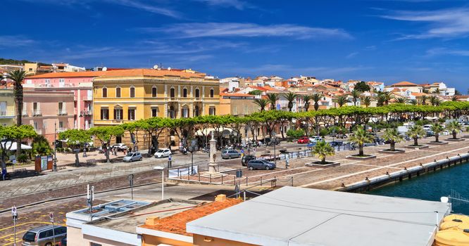 Promenade and harbor in Carloforte, Sardinia, Italy