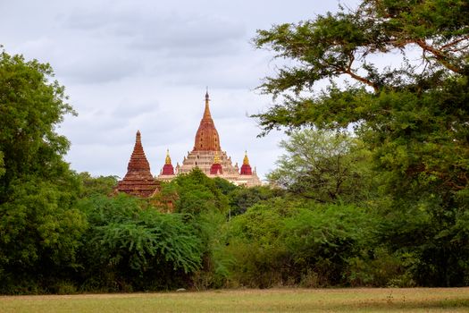Landscape view of ancient Ananda temple, Old Bagan, Myanmar