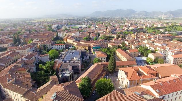 Pisa, Italy. Aerial view of city streets.