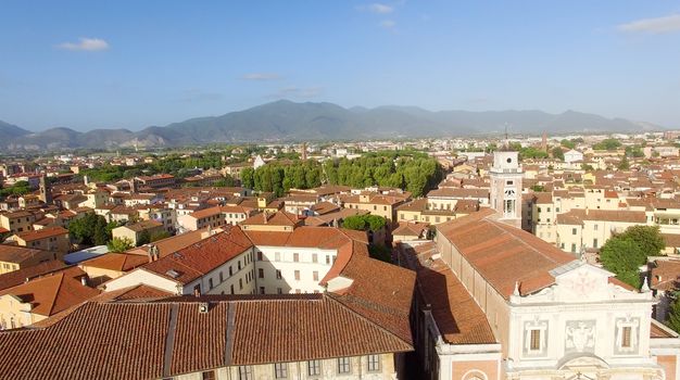 Pisa, Italy. Aerial view of city streets.