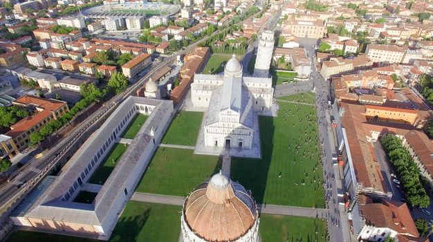 Square of Miracles, Pisa. Wonderful aerial view at summer sunset.