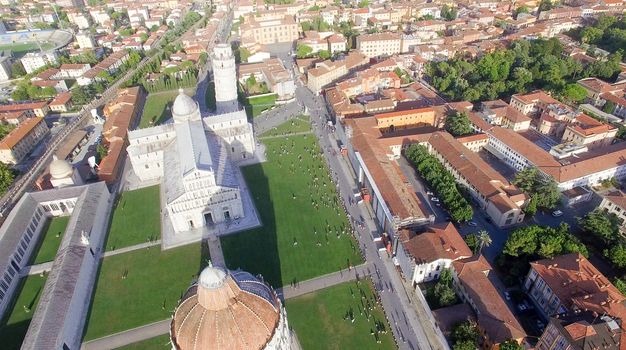 Pisa, Italy. Aerial view of city streets.