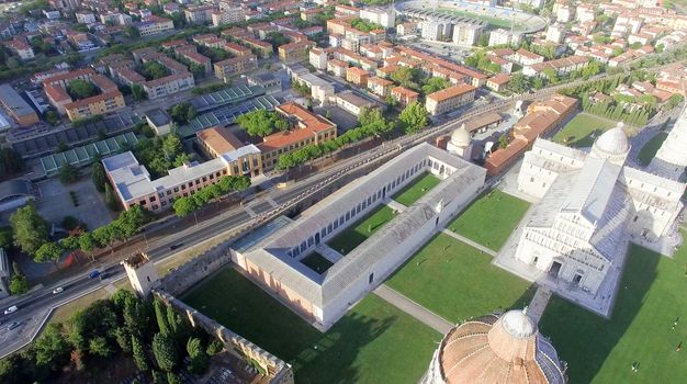 Pisa, Italy. Aerial view of city streets.