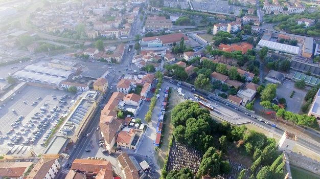 Pisa. Overhead view of city streets - Tuscany, Italy.