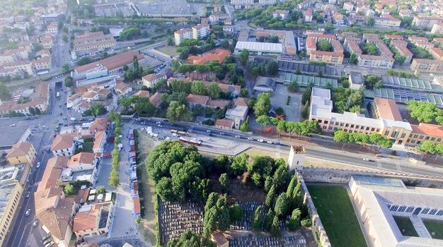 Pisa, Italy. Aerial view of city streets.