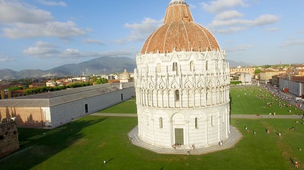 Baptistery in Square of Miracles, Aerial view.