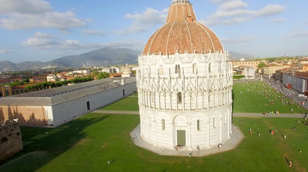 Baptistery in Square of Miracles, Aerial view.