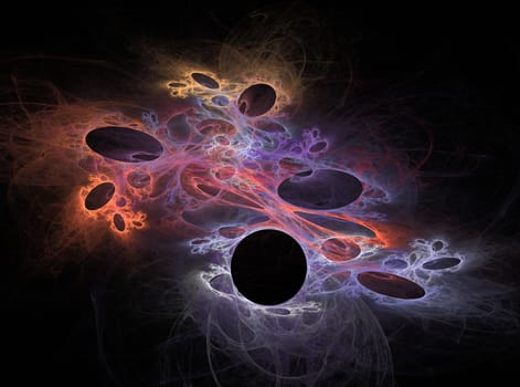 abstract fractal hole pattern on black background