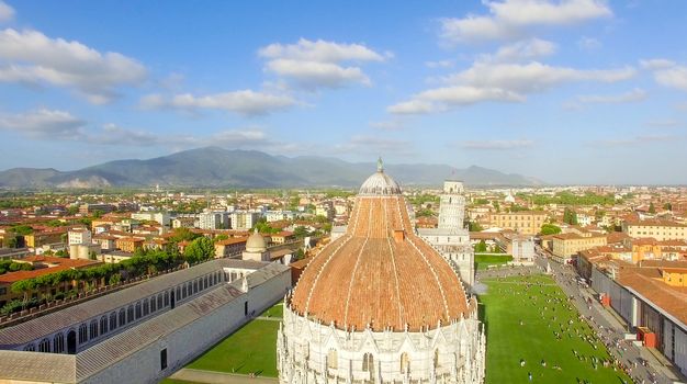 Baptistery in Square of Miracles, Aerial view.