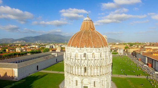 Baptistery in Square of Miracles, Aerial view.